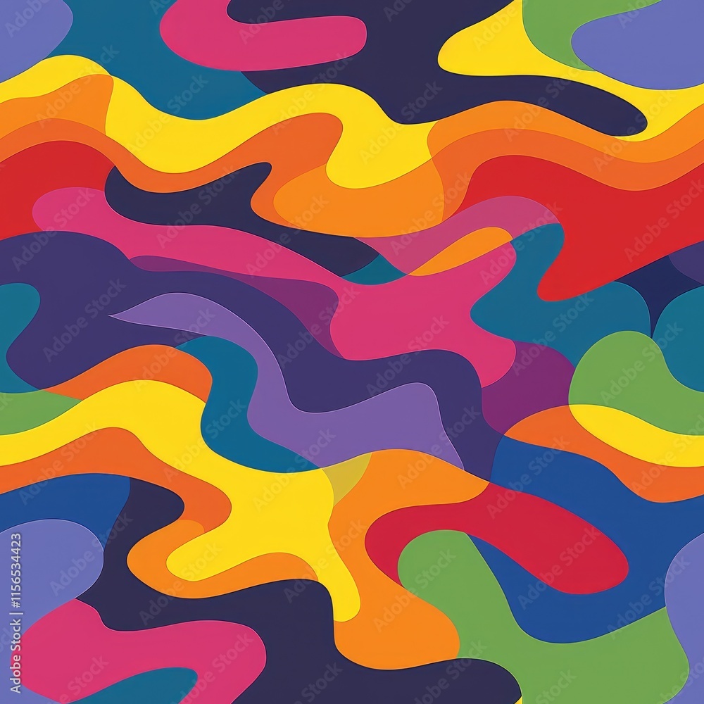 Poster abstract colorful wavy pattern with vibrant shapes and smooth transitions.