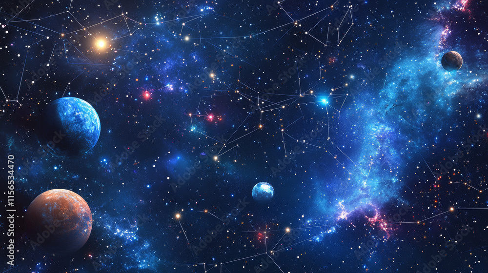 Aufkleber abstract image of a ethernet cable in the form of a starry sky or space, consisting of points, lines