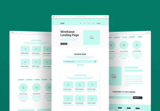 Wireframe Landing Page Design Template for Websites