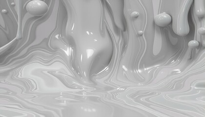 Abstract White Liquid Swirling Design With Spheres