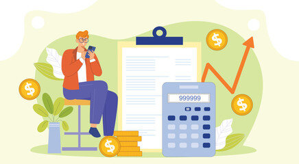 A creative design showing tools for efficient budgeting, payment tracking, and financial growth.