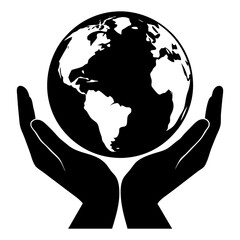 Earth in Hands vector silhouette