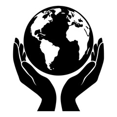 Earth in Hands vector silhouette
