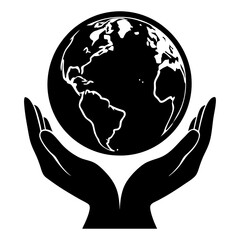 Earth in Hands vector silhouette