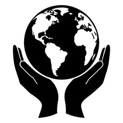 Earth in Hands vector silhouette