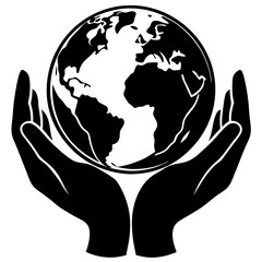 Earth in Hands vector silhouette