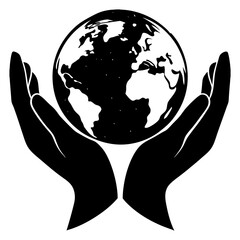 Earth in Hands vector silhouette