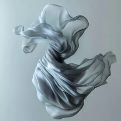 Naklejka premium Abstract flowing silver fabric in motion.