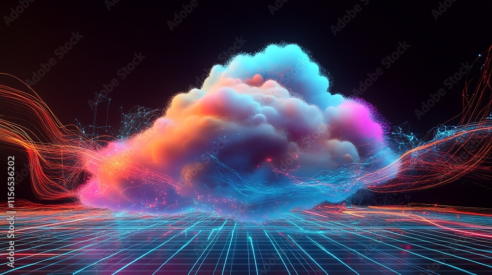 Aufkleber cloud computing concept technological illustration with data nodes and computer science wallpaper