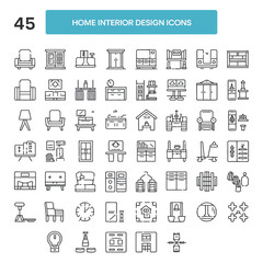 Home interior line icon vector set
