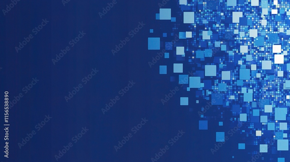 Aufkleber blue digital technology background with pixel squares and patterns