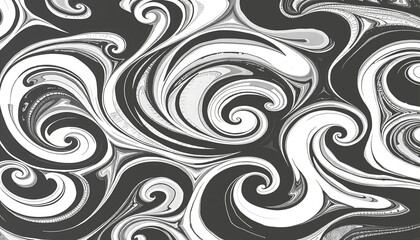 Abstract Swirling Black And White Marble Design