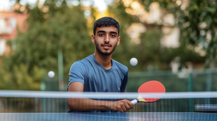 Table tennis from the particles. Tennis consists of circles and points