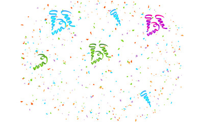 Random poly Shape Symbol on white background, Multi colored Random Shape Spread confetti design. celebration template.
