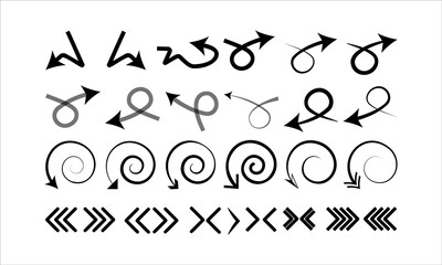 Black arrow collection vector design icon set on white background.
