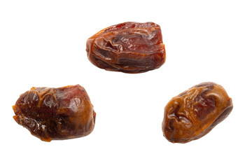 Set of dried dates fruit isolated on transparent background