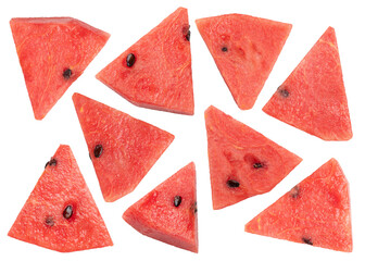 Set of  fresh red watermelon fruit isolated on transparent background