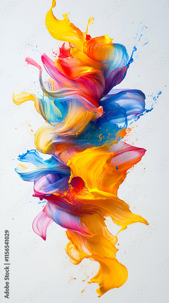 Poster vibrant hues explode, a symphony of color swirls dynamically