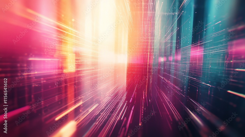 Aufkleber futuristic technology background with particles and colorful lines