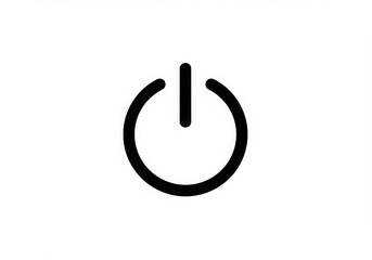 power symbol, simple icon, black and white, minimalist design, circular shape, on/off button