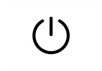 power symbol, simple icon, black and white, minimalist design, circular shape, on/off button