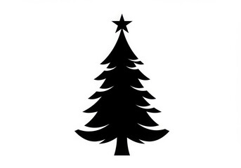 Obraz premium Christmas tree silhouette, black and white, minimalist design, stylized shape, star topper