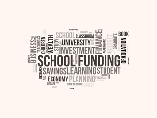 School Funding word cloud template. School Funding concept vector tagcloud background.