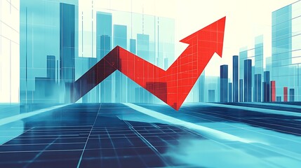 Red raising pointer on chart, business related illustration wallpaper asset management, money and wealth markets