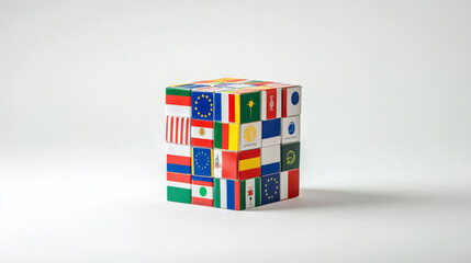 The flags of Europe from the cubes. European flags on a white background.