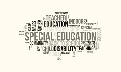 Special Education word cloud template. Special Education concept vector tagcloud background.