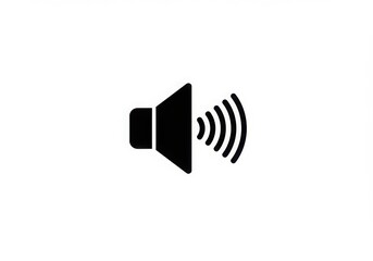 Simple black icon, speaker symbol, sound waves, minimalist design, high contrast, audio indicator