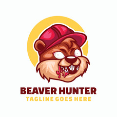 Beaver Hunter Simple Mascot Logo