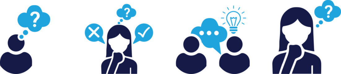 Thinking questions icon set. You can easily change the color.