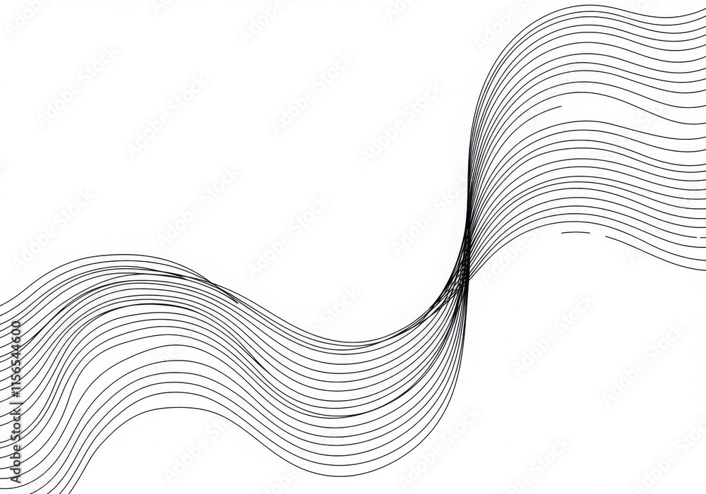 Poster minimalist wavy lines, smooth curves, parallel lines, abstract design, flowing patterns, simple