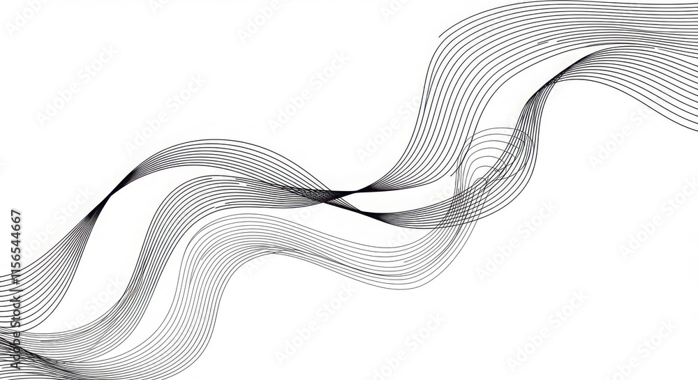 Poster minimalist wavy lines, smooth curves, parallel lines, abstract design, flowing patterns, simple