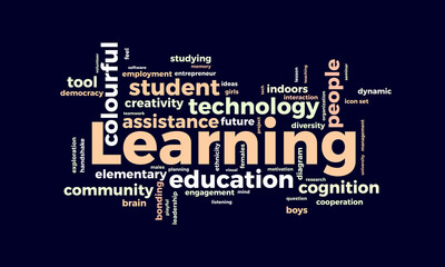 Learning word cloud template. Learning concept vector tagcloud background. vector illustration.