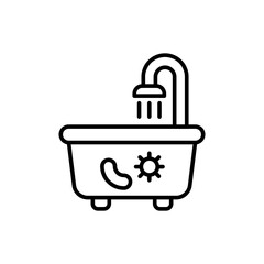 Dirty bathtub outline icons, minimalist vector illustration ,simple transparent graphic element .Isolated on white background