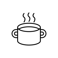 Boiling water outline icons, minimalist vector illustration ,simple transparent graphic element .Isolated on white background