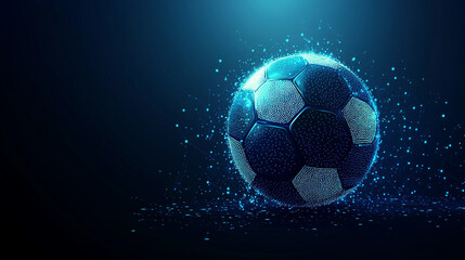 Football of blue glowing dots. Football vector illustration