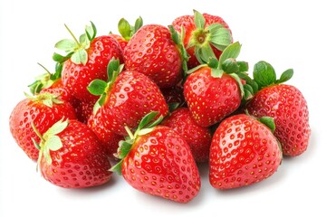 Pile of Fresh Red Strawberries Isolated on White