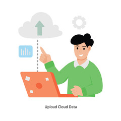 Upload Cloud Data concept vector illustration. Cloud Computing isolated On white Background.    