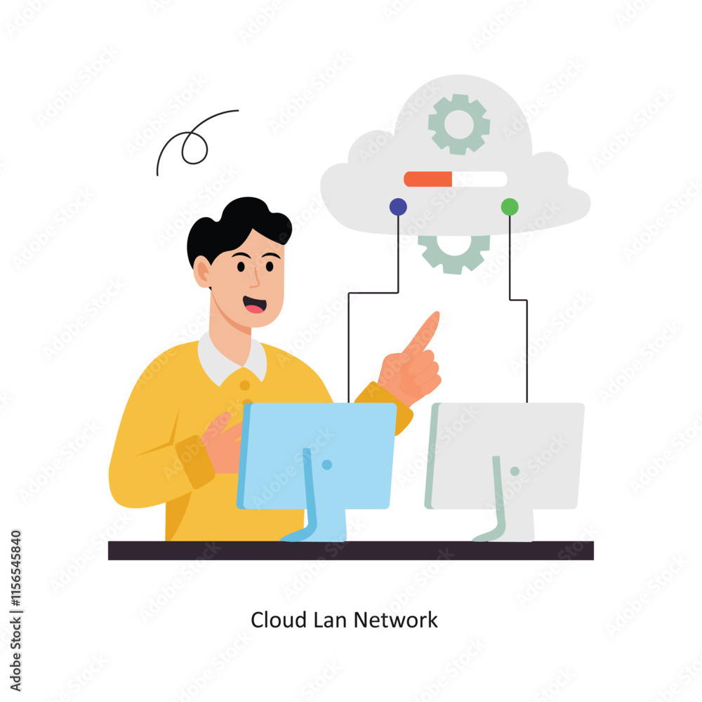 Aufkleber cloud lan network concept vector illustration. cloud computing isolated on white background.