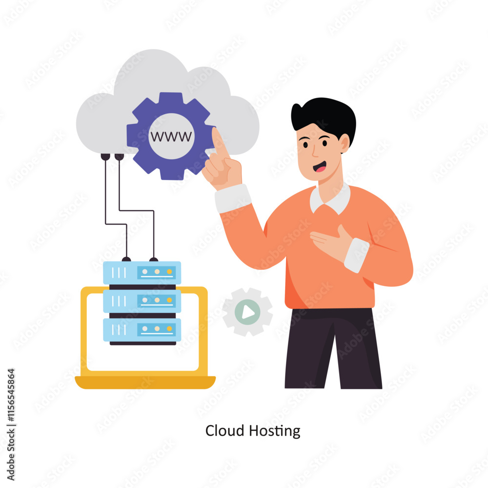 Poster cloud hosting concept vector illustration. cloud computing isolated on white background.
