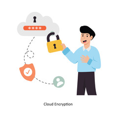 Cloud Encryption  concept vector illustration. Cloud Computing isolated On white Background.       