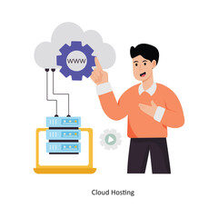 Cloud Hosting concept vector illustration. Cloud Computing isolated On white Background.        