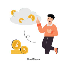 Cloud Money concept vector illustration. Cloud Computing isolated On white Background.      