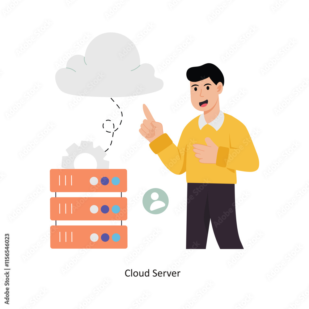 Poster cloud server concept vector illustration. cloud computing isolated on white background.