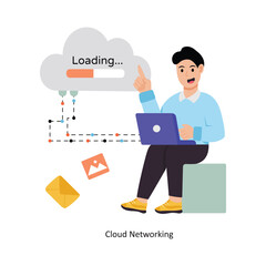 Cloud Networking   concept vector illustration. Cloud Computing isolated On white Background.     