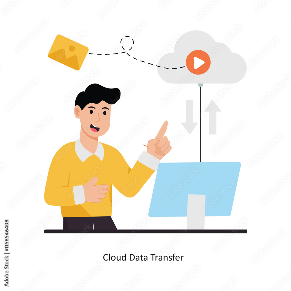 Aufkleber cloud data transfer concept vector illustration. cloud computing isolated on white background.