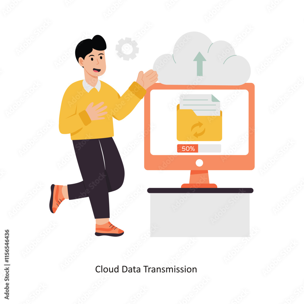 Aufkleber cloud data transmission concept vector illustration. cloud computing isolated on white background.